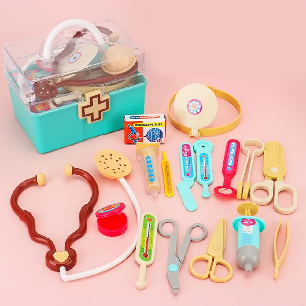 Doctor Box Toys Acessórios, Armazenamento de Malas, Aprendizagem, Dispositivo Cognitivo, Nome, Simulação, Cena, Kit Casa de Brincar, 16Pcs, Conjunto