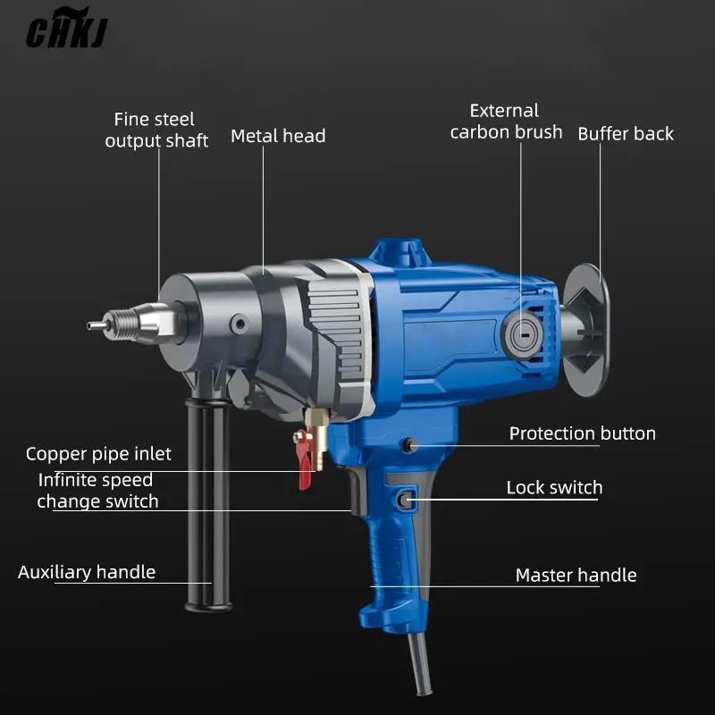 2026 Hot selling220V Rhinestone Diamond High Power Diamond Core Drill Wet Handheld Adjustable Speed Concrete Core Drill Water Dr