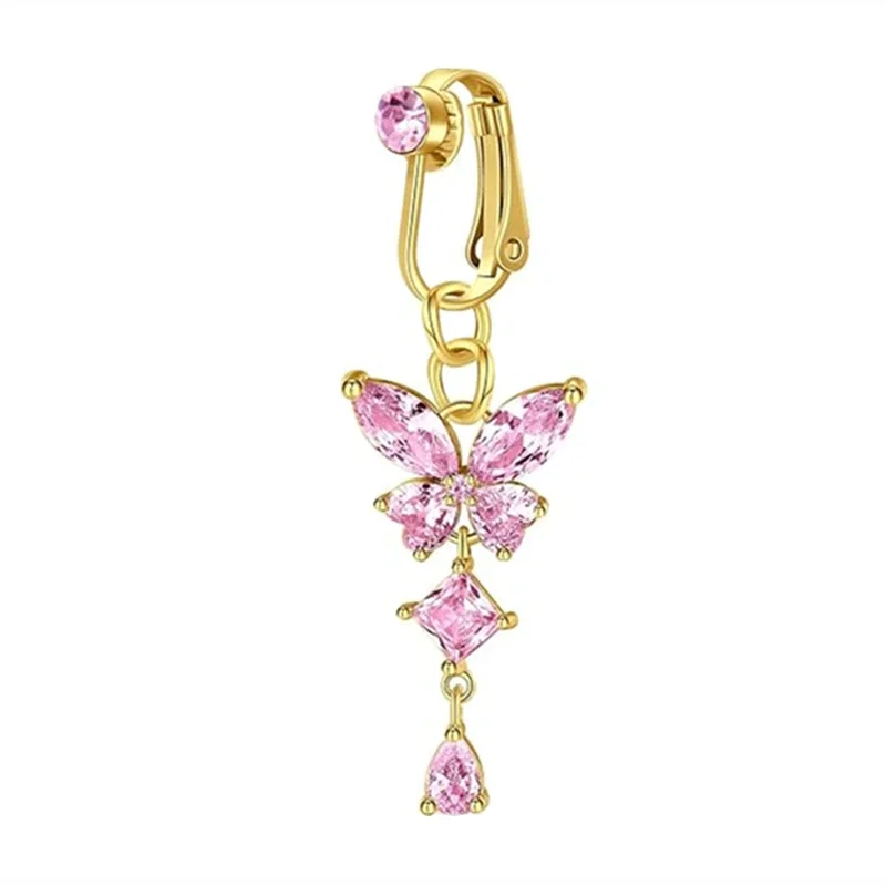 1 Stück künstlicher Bauchnabelring für Damen, nicht durchdringend, zum Aufstecken, klassisch, mit eingelegtem Retro-Körperschmuck