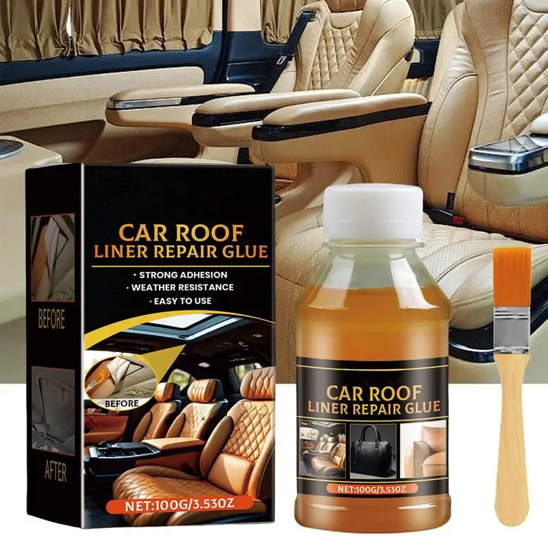 All-Purpose Car Headliner Fabric Glue Quick Drying Cloth Roof Repair Glue 100ml Auto Headliner Adhesive With Brush