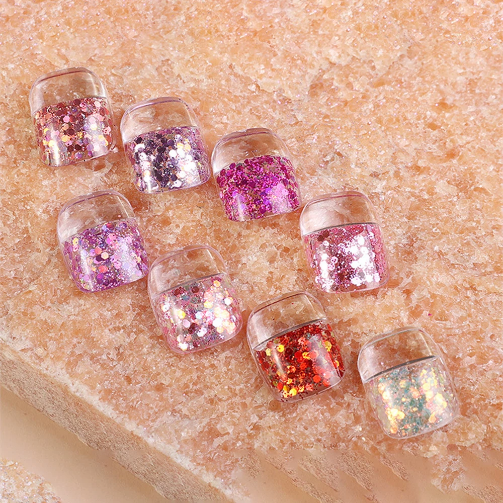 Прозрачно популярный дизайн ногтей с блестками, ледяные аксессуары, долговечные, гладкие, здоровые ингредиенты, блестящие нашивки с блестками