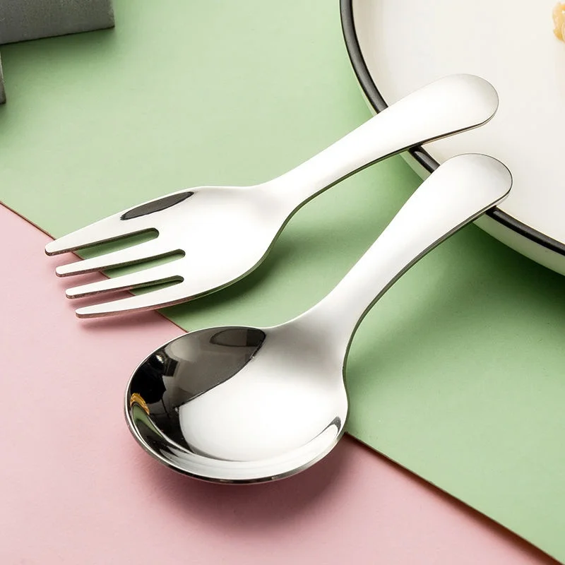 1PC 304 Stainless Steel Spoon Fork Set Gold Silve Mini Storage Case Short Handle Tableware Dessert Ice Cream Round Spoon Set ﻿
