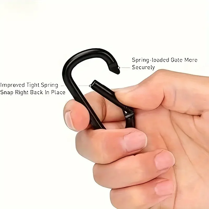 Versatile 6Pcs Black Type D Hook Outdoor Hiking Buckle: Durable