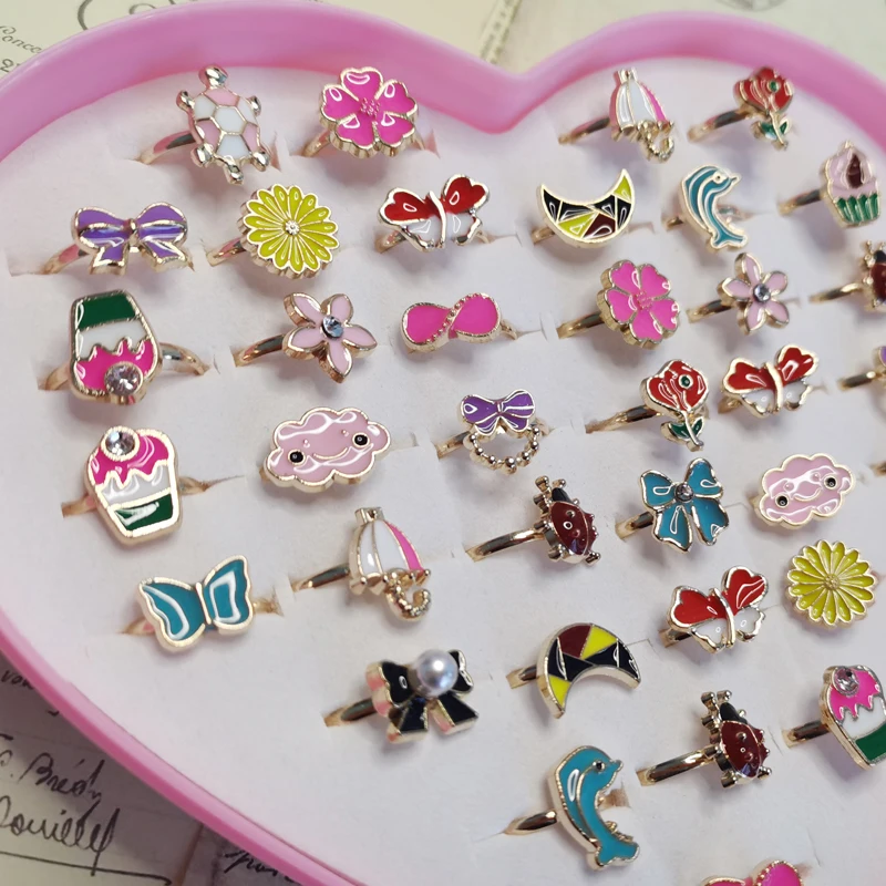 10pcs Lovely Cartoon Animals Children Ring Sets Send Randomly Wholesale Colorful Fashion Finger Jewelry
