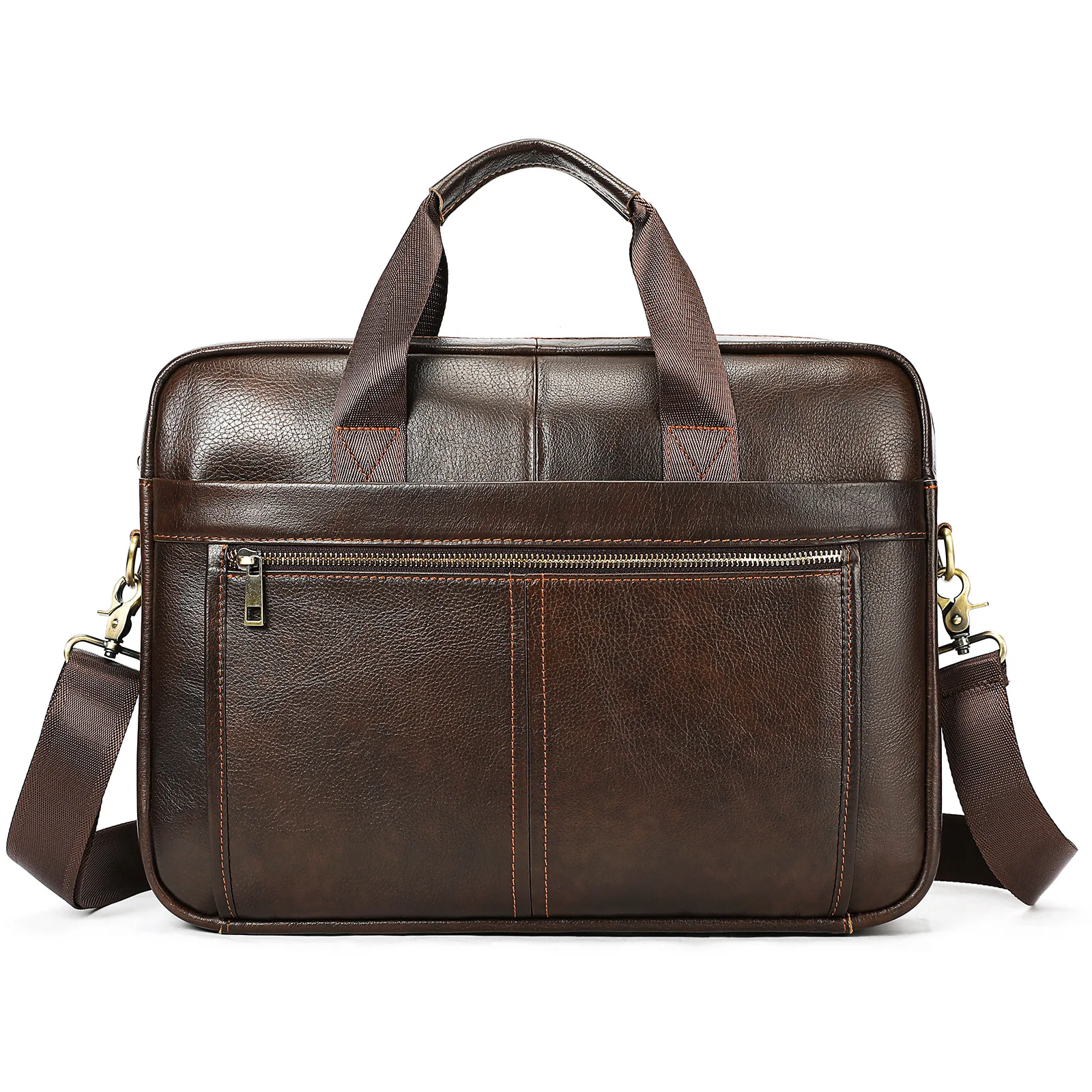 

Genuine Leather 15-inch Laptop Messenger Bag for Men, Large Capacity Business Travel Shoulder Briefcase