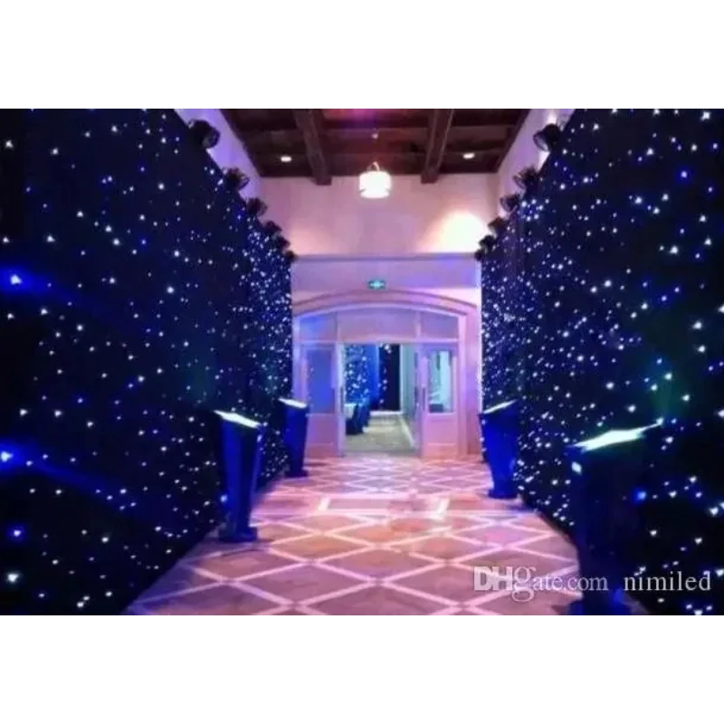 New Led Light Effects Large Star Curtain 4m*6m Star Colth Stage Drapes Blue-white Color With Lighting Controller Curtain Llfa