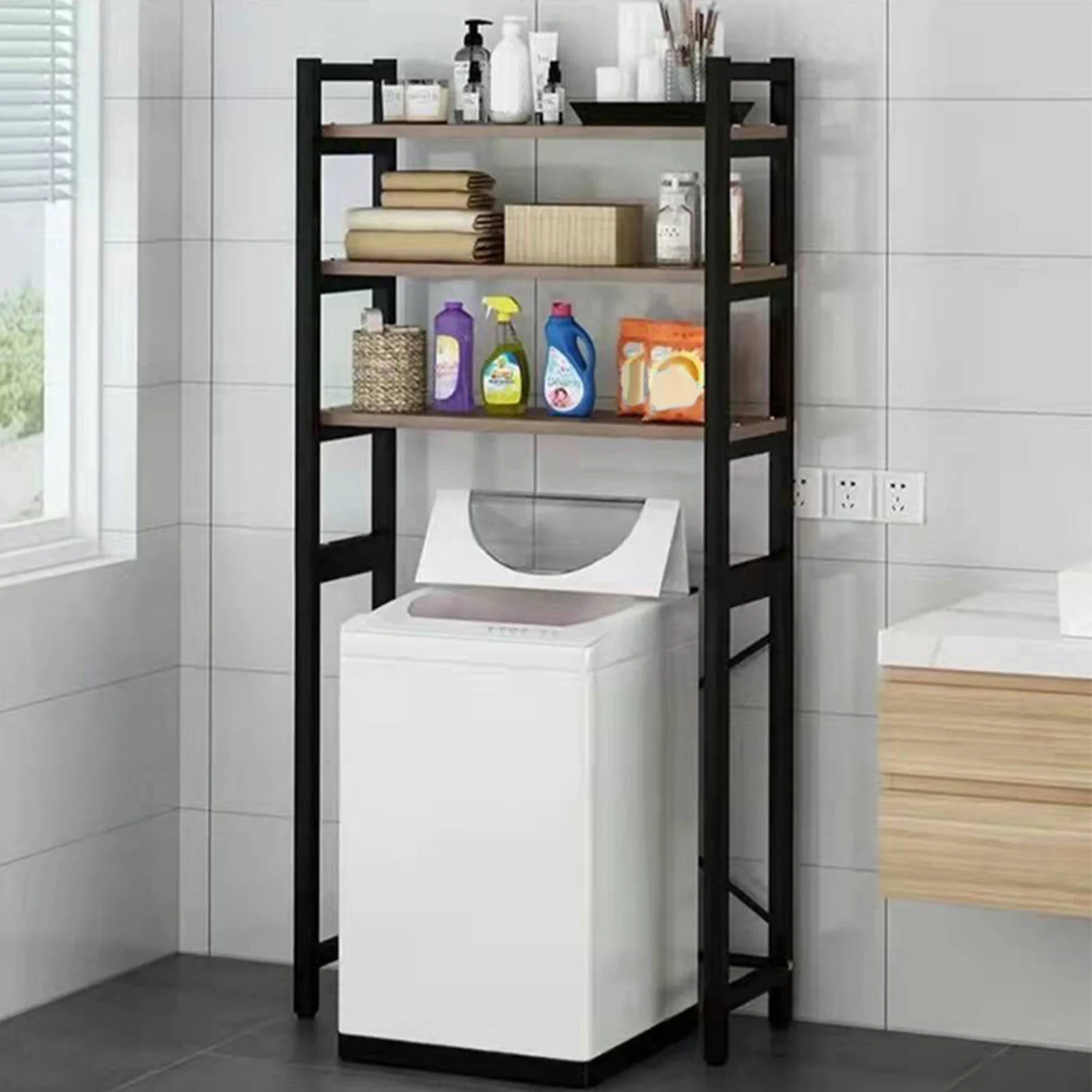 1 Set Toilet Storage Rack Freestanding Multi-layer Space-saving Bathroom Sundries Sundries Organizer Household Supplies