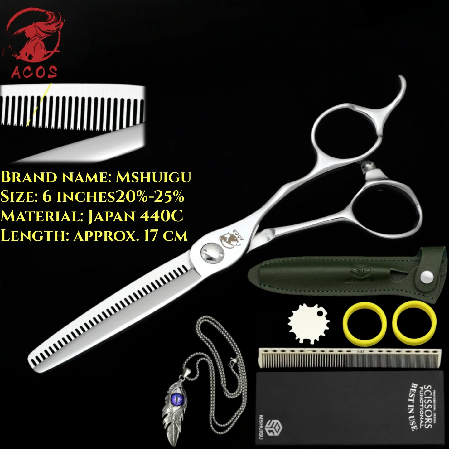 mshuigu-プロフェッショナル理髪はさみ、逆歯方向、薄毛用、家庭用およびサロン用の理髪ツール