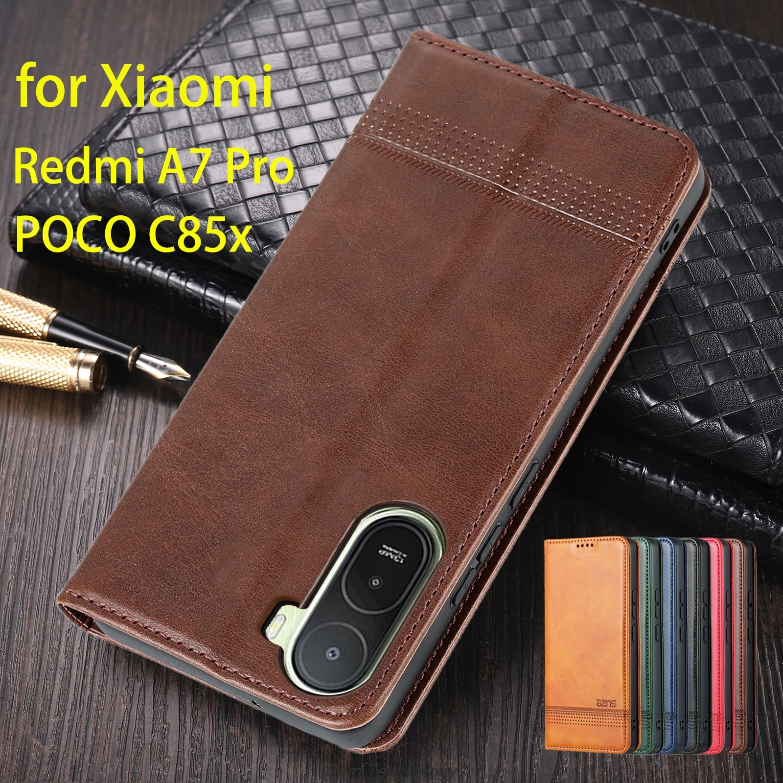 

Magnetic Adsorption Leather Fitted Case for Xiaomi POCOPHONE POCO C85x / Redmi A7 Pro Flip Cover Protective Case Fundas Coque