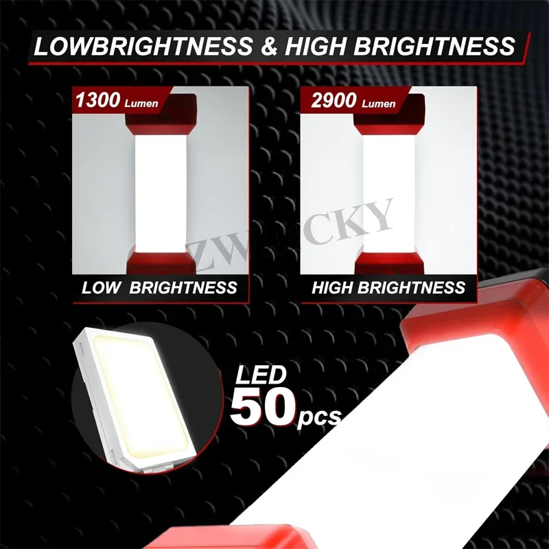 ไฟ LED สําหรับ Milwaukee 18V Li-Ion แบตเตอรี่ไฟ LED ทํางานไฟฉายแบบพกพาโคมไฟน้ําท่วมฉุกเฉิน Camping โคมไฟตกปลากลางแจ้ง