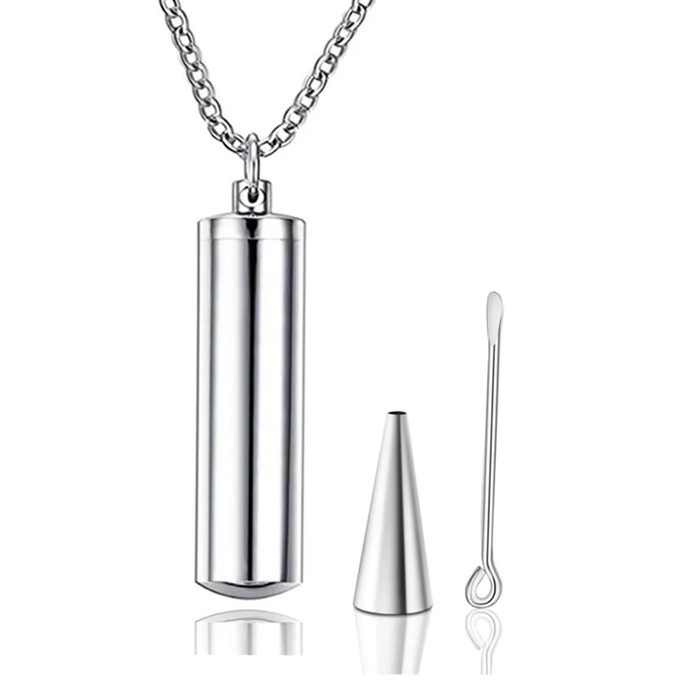 3 Colors Stainless Steel Holder Cylinder Ashes Urn Pendant Cremation Memorial Keepsake Necklace Jewelry Dropship