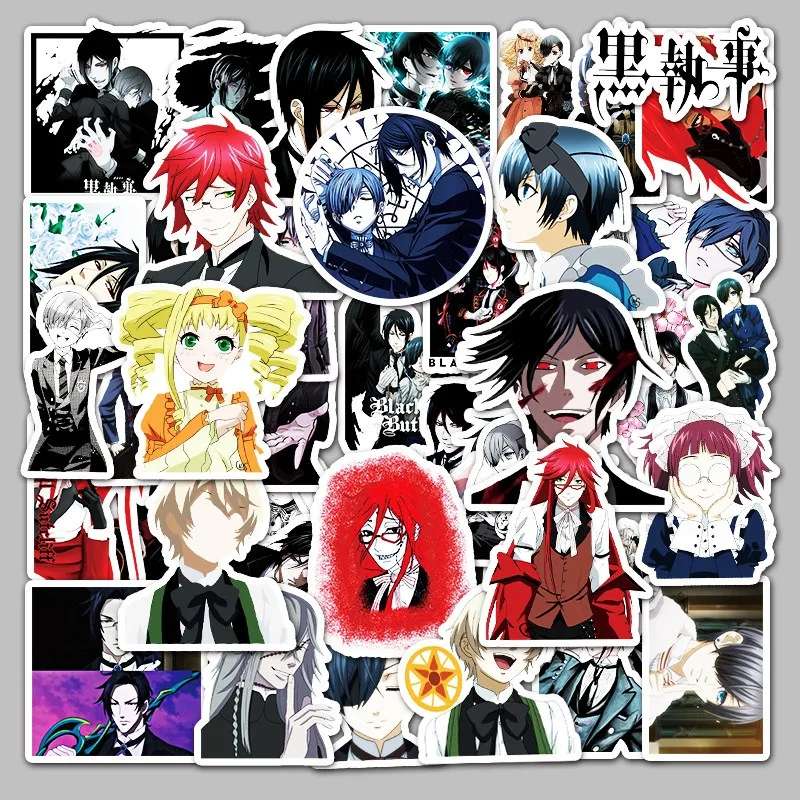 50pcs Anime Black Butler Cartoon Personalized Graffiti Japanese Decor Stickers for Luggage, Laptop & Car