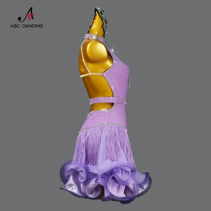 Viola latino dancetnappa Costume da competizione donne Sexy Backless gonne corte sala da ballo pratica indossare partito vestito di grandi dimensioni Midi Nuovi prodotti e serie Personalizzazione Avanzata Internazional