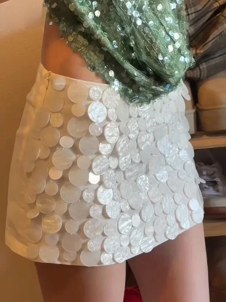 

Sexy Sequined Mini Skirts Women High Waist Hip Package Female A-line Skirts Spring Summer Lady Y2k Party Clothes