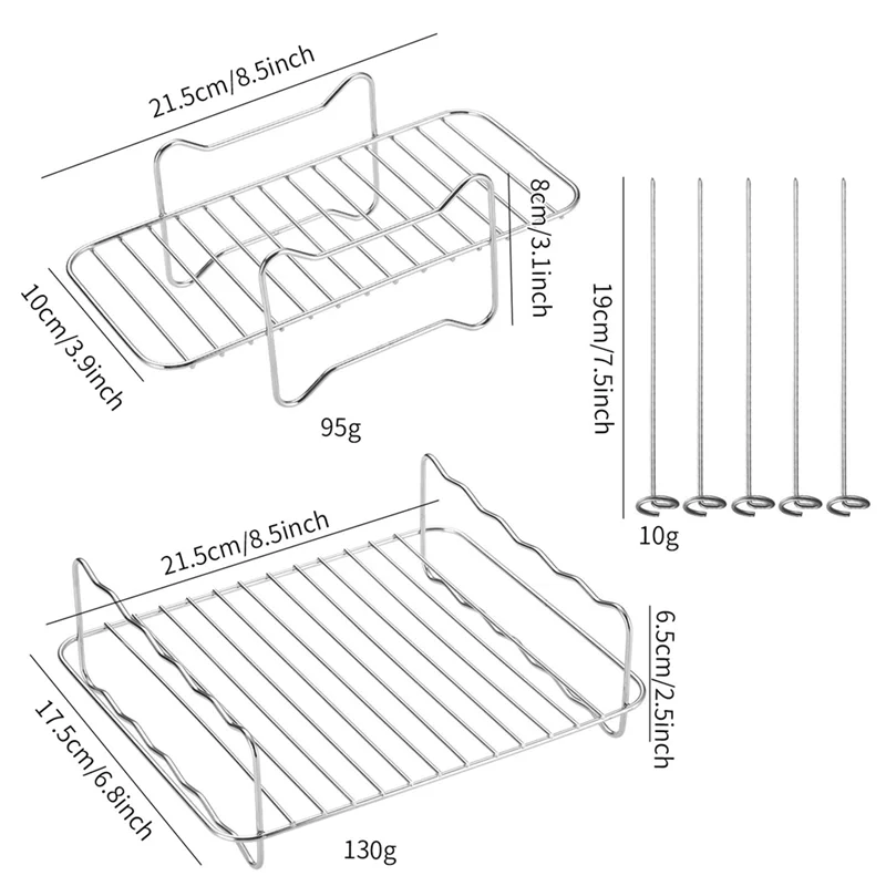 A59E- رف شواء من الفولاذ المقاوم للصدأ رف باخرة لـ Ninja Foodi سلسلة طباخ مزدوج ملحقات Airfryer رف شواء مستطيل