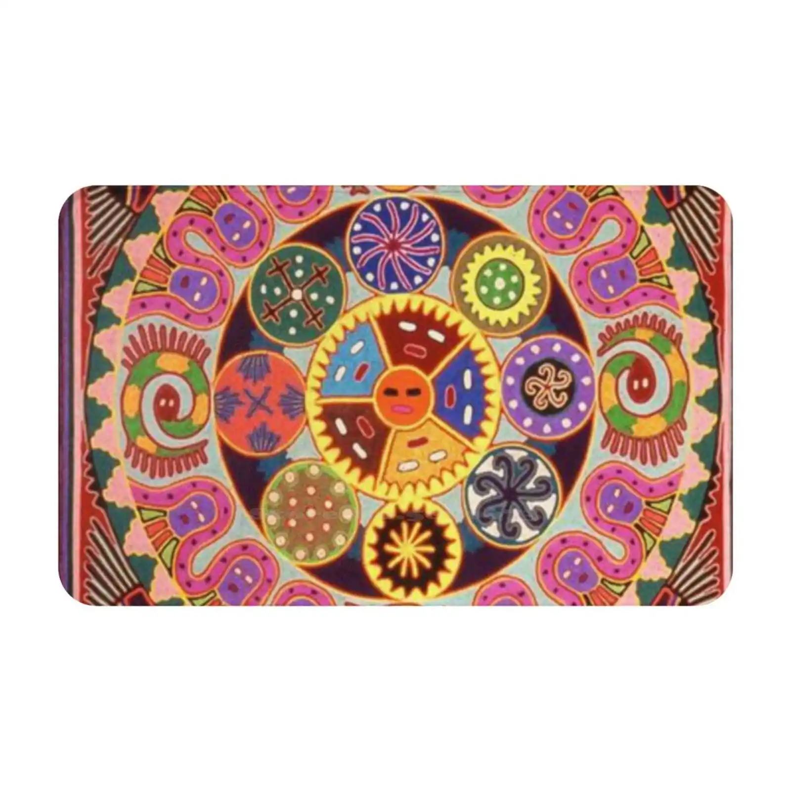 Huichol Mandala Soft House Family Anti-Slip Mat Rug Carpet Spanglish Spanish Chicano Latinx Alternative Hipster Mexico Chingona