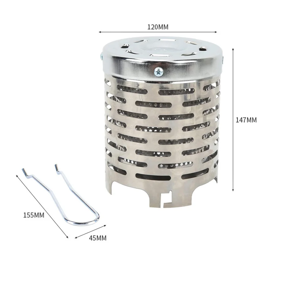Capa de aquecimento de fogão mini lâmpada aquecedora para caminhadas, barraca de fogão aquecedor de aço inoxidável com alça aquecimento portátil ao ar livre