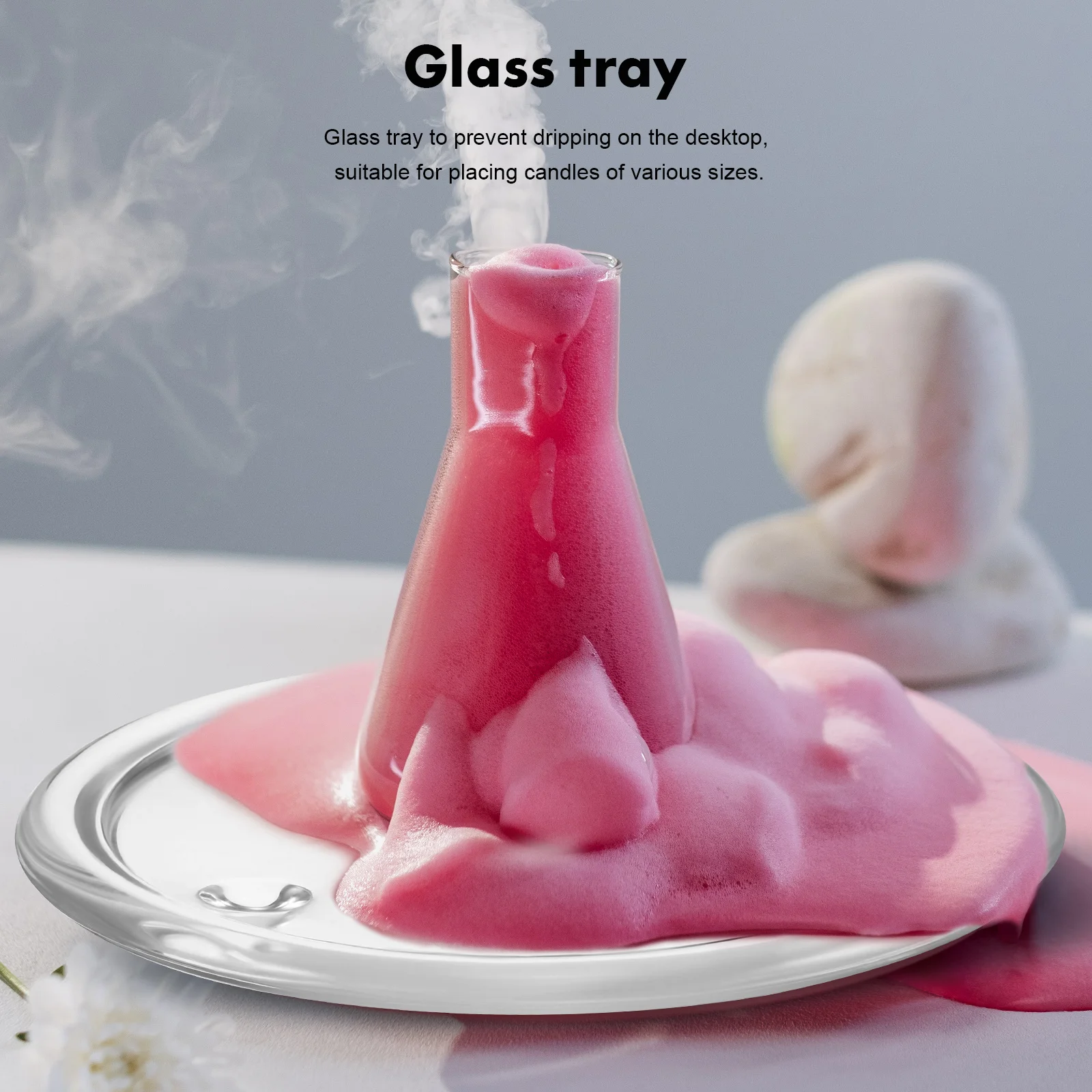 

2Pcs Transparent Round Glass Holder Tray Plate for Table Wedding Banquet Home Decoration Home Decoration