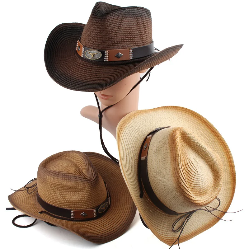 New Unisex Cowboy Hat With A Curved Brim, Outdoor Straw Hat, European And American Retro Style Hat