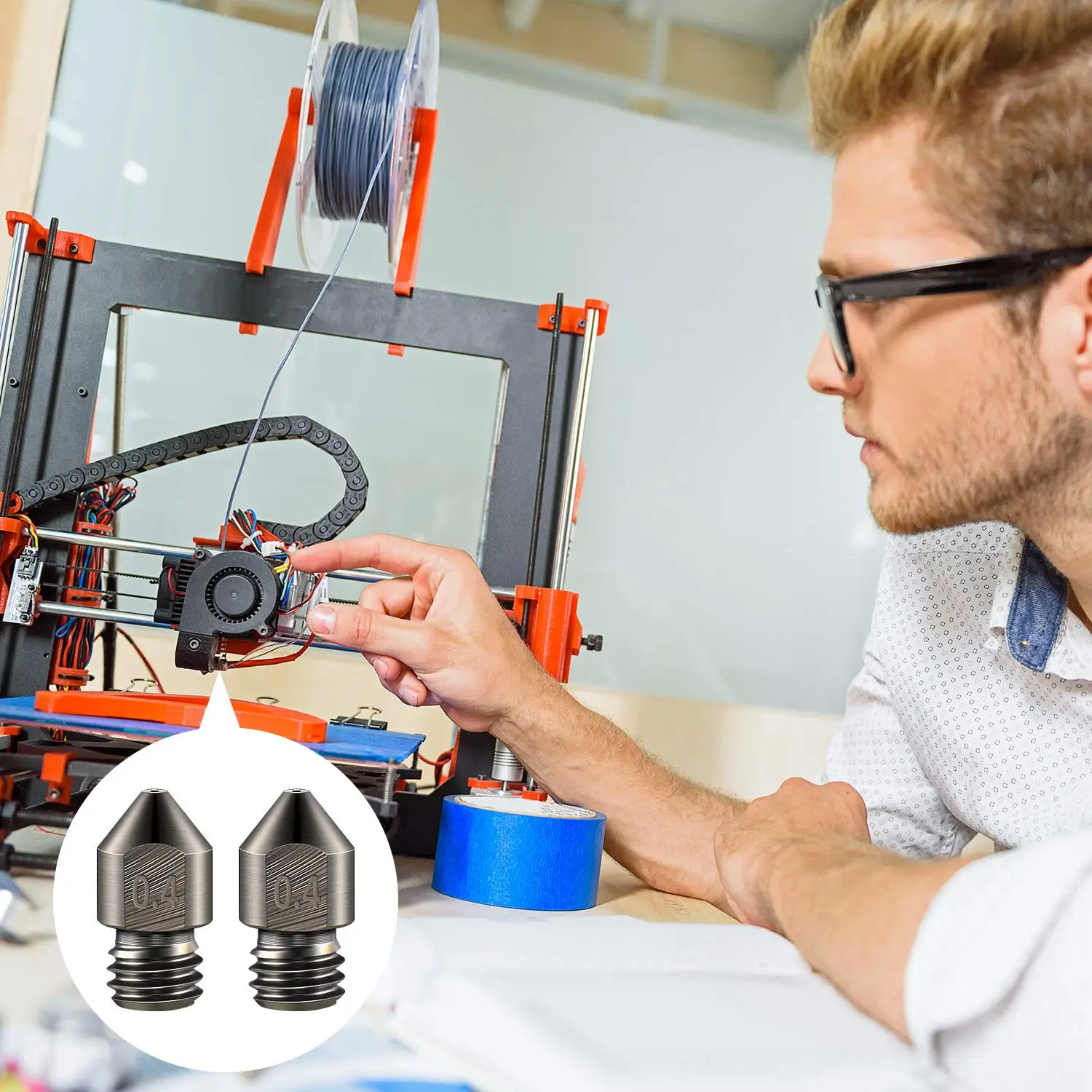 Creality Hartstahl-Düsen MK8 Düsen mit 5 Düsenreinigungswerkzeugen und Schraubenschlüssel für Ender 3/Ender 5/CR-10 3D-Druckerteile – Detail 5