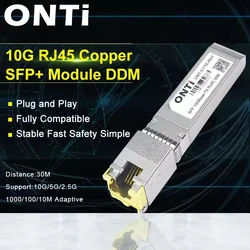 Onti-10 g rj45銅線モジュール,10 gbbase-tx,Cisco/mikrotikスイッチと互換性のあるノッチ付き光ファイバー,30m/80m