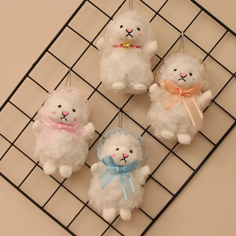 Atacado blush ovelha boneca chaveiro charme dos desenhos animados brinquedo de pelúcia casal saco charme boneca atacado garra guindaste brinquedos 45 pçs