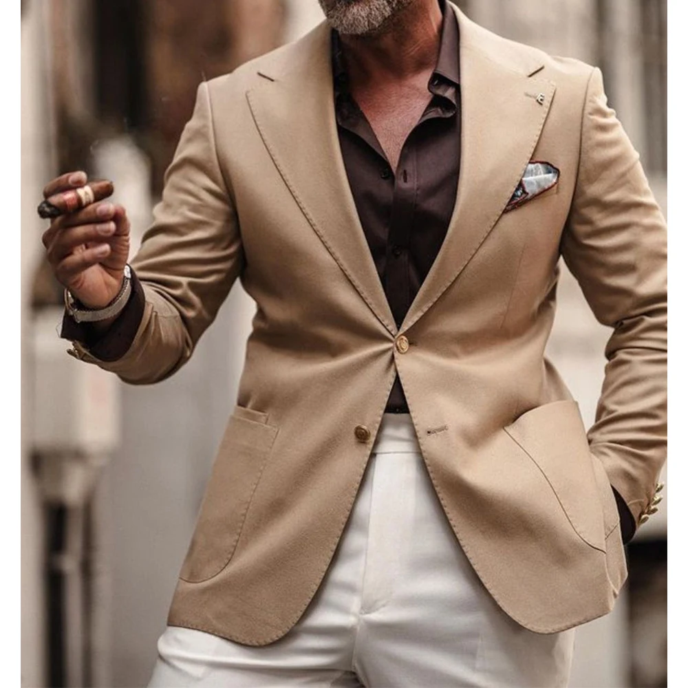 

Men Suit Jacket Single Breasted Notch Lapel Slim Fit Comfortable Elegant Blazer Casual Stylish Business Coat Formal Office Wear