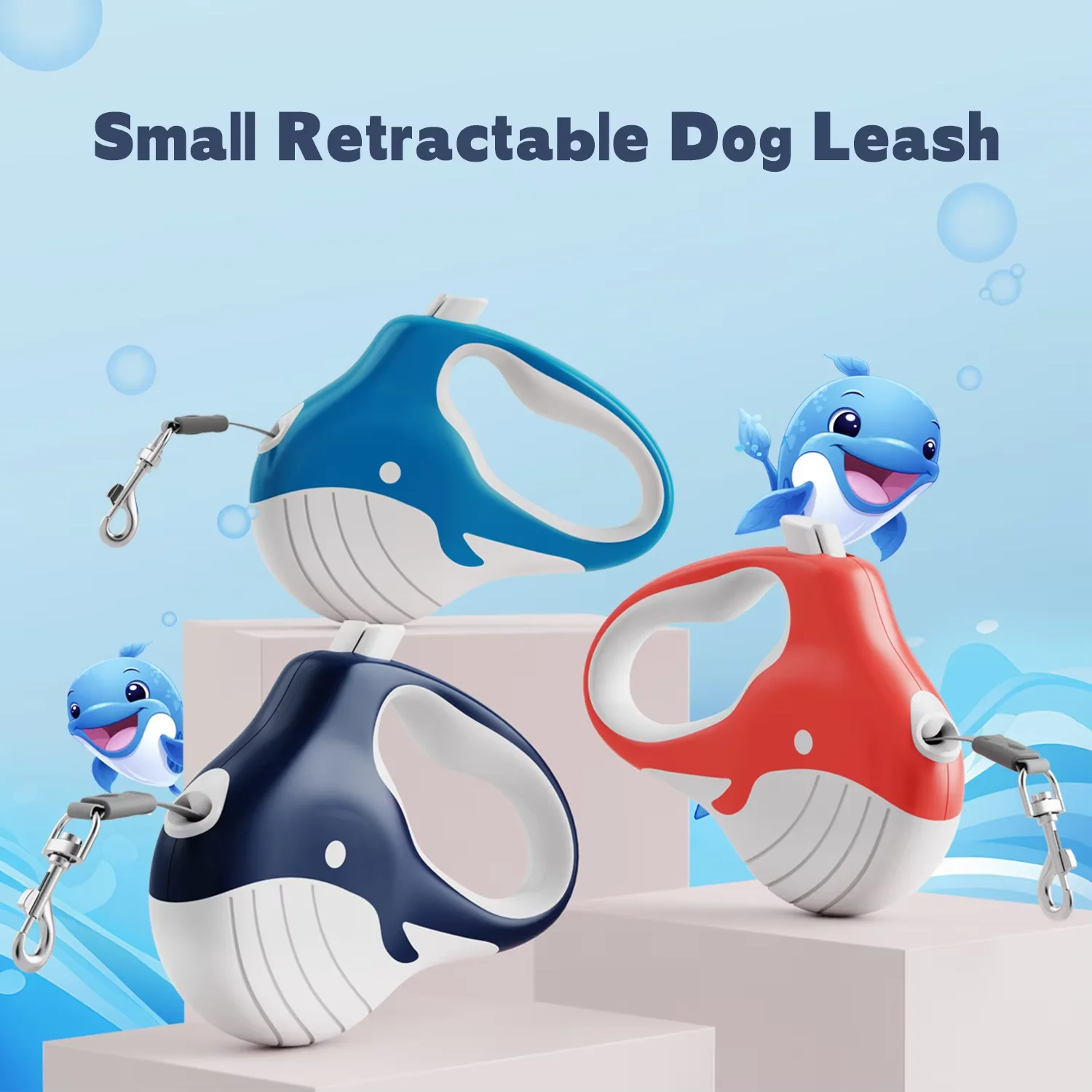 

3m New Mini Whale Tangle Free Nylon Pet Retractable Dog Leash/Lead for Small Dogs and Puppies