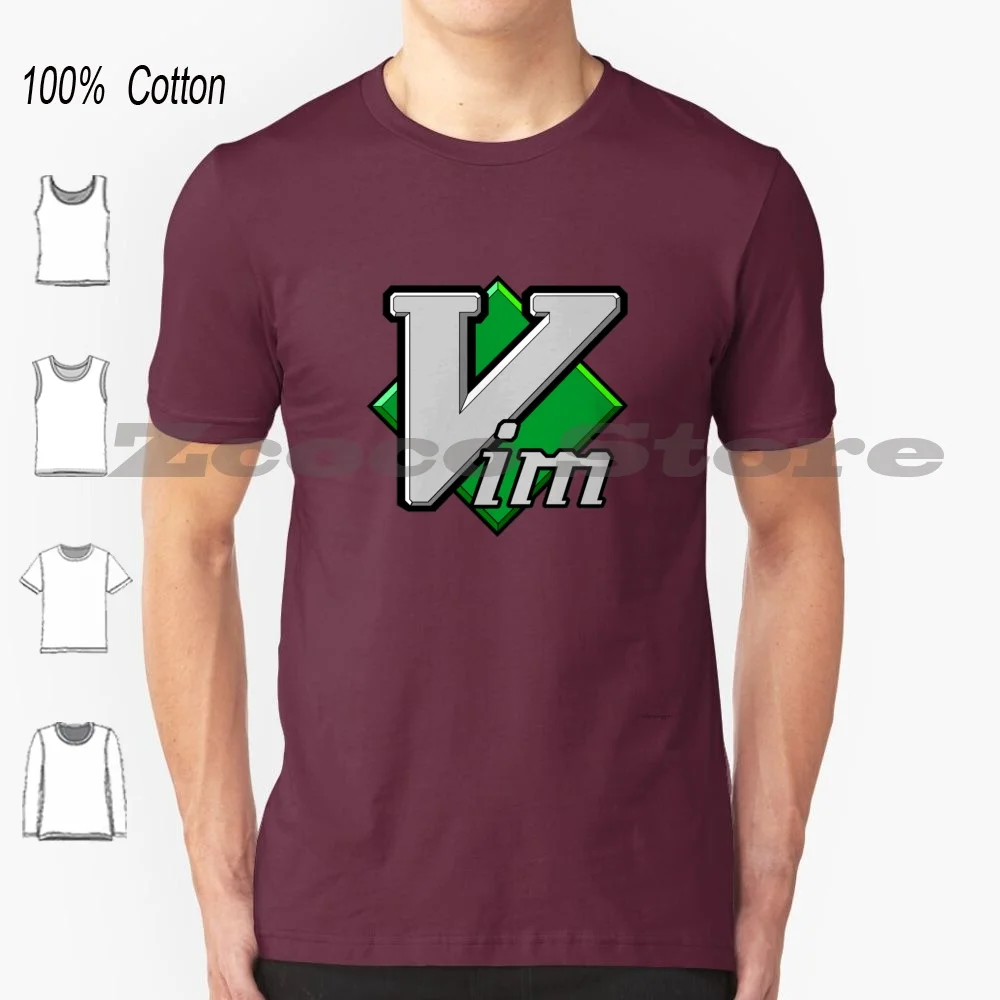 Vim 100% algodão masculino e feminino moda macia camiseta vim linux unix ubuntu vi gentoo terminal github script python java cpp