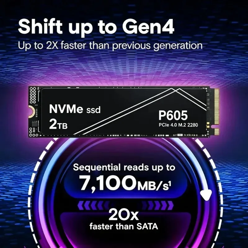 500GB 1TB 2TB 4TB P605 PCIe NVMe Gen SSD High Speed Internal Storage for Gaming Laptops Desktops PS5 Pro Max System Premium Plus