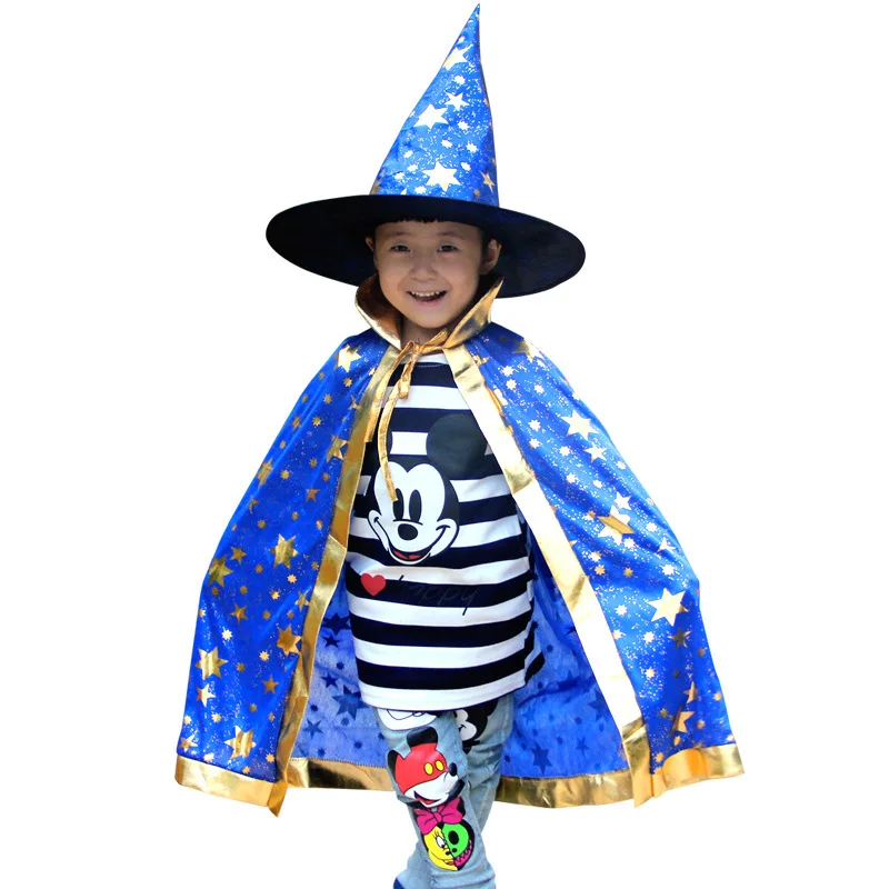 Halloween Children's Cloak Cloak Witch Cloak Performance Costume Six Star Cloak Wizard Pumpkin Cloak