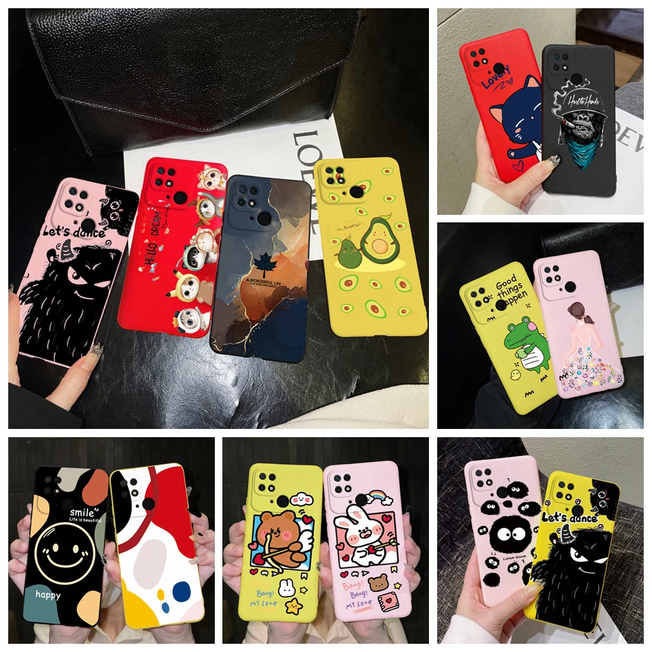 Case For Redmi 10 10C 10A Case Cute Cat Cartoon Back Cover Soft Silicone Matte Protective Funda For Xiaomi Redmi 10C Redmi10 Bag