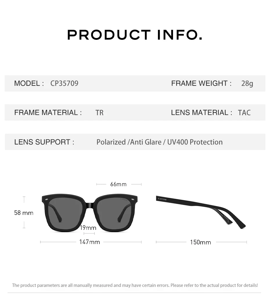 CAPONI Polarisierte Männer Sonnenbrille Outdoor Fahren Einteilige Linsen Quadratische Sonnenbrille Anti Glare UV400 Schützen Schwarz Schatten CP35709 – Detail 23