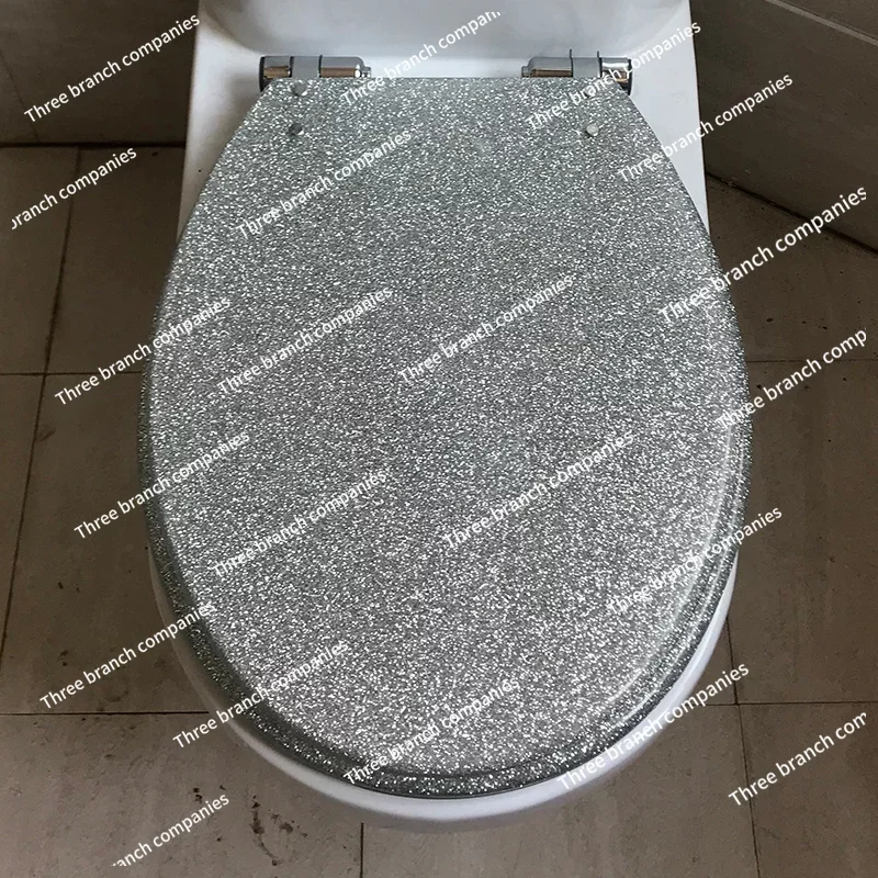 47*38CM High-grade Beautiful Resin Toilet Seat Cover Stainless Steel Slow Down Toilet Cover Mute Thickened U/V/O Universal