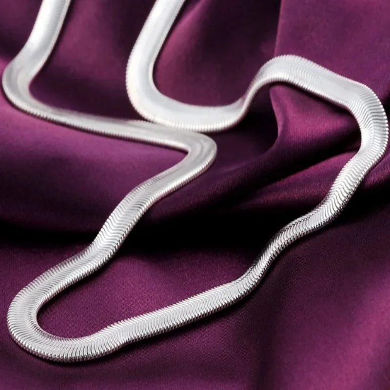 Andara-925男性と女性のためのスターリングシルバースネークボーンネックレス、絶妙なジュエリーギフト、6mm、結婚式の婚約、ファッション、16-24"