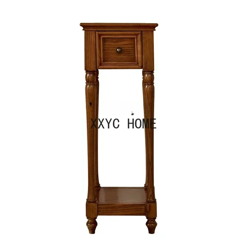 

Американский массивный деревянный цветочный стеллаж для гостиной с ящиком, простой кашпо в деревенском стиле