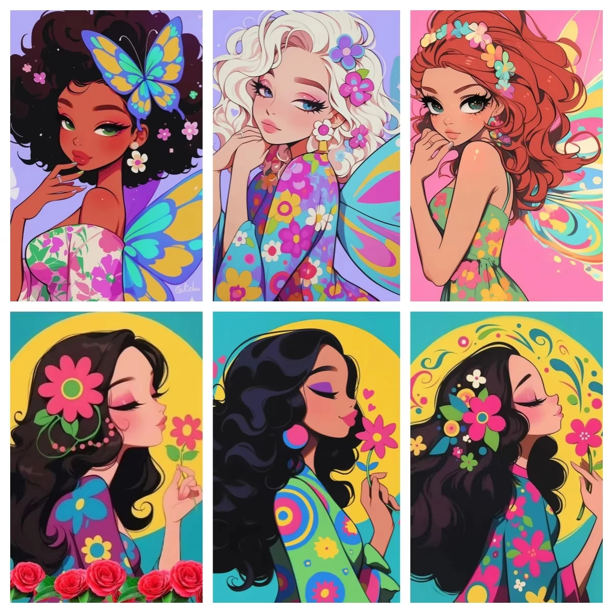 Diamond Painting Set Feen-Schmetterling Cartoon-Mädchen DIY Diamant-Stickerei Kreuzstich Handgemachtes Kunstgeschenk Raumdekoration