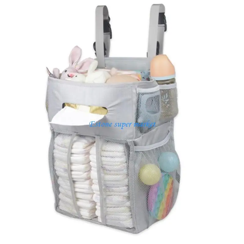 090B حقيبة تخزين ألعاب الأطفال حديثي الولادة، منظمات لسرير الأطفال بسعة كبيرة، حقيبة للحفاضات #2