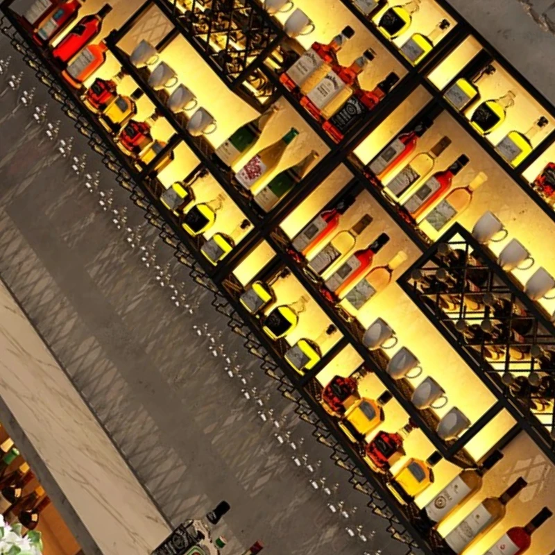 

Luxury Display Wine Racks Standing Black Living Room Commercial Display Wine Cabinet Wall Liquor Bottles Vitrinas Furniture