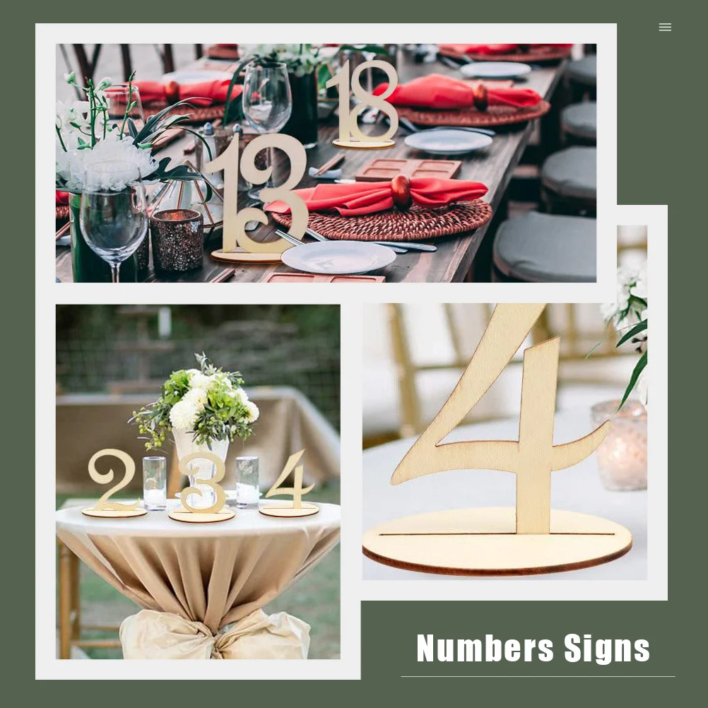 20 Pcs Wedding Centerpiece Table Decorations Number Numbers Signs Beige Party Desk Ornament