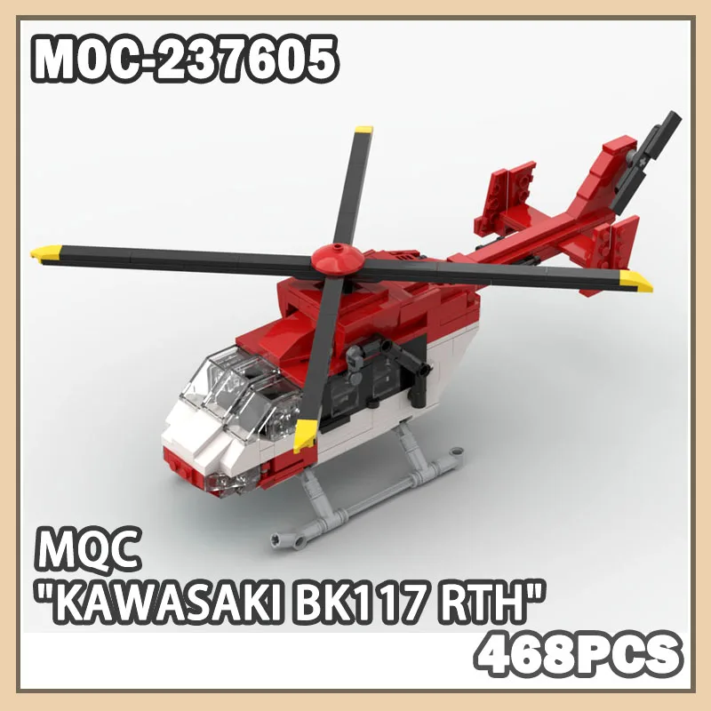 

MOC-237605 Модель самолета Строительные блоки Военная серия Kawasaki BK117 RTH Креативные игрушки DIY Подарки ручной работы 468 шт. Образовательные