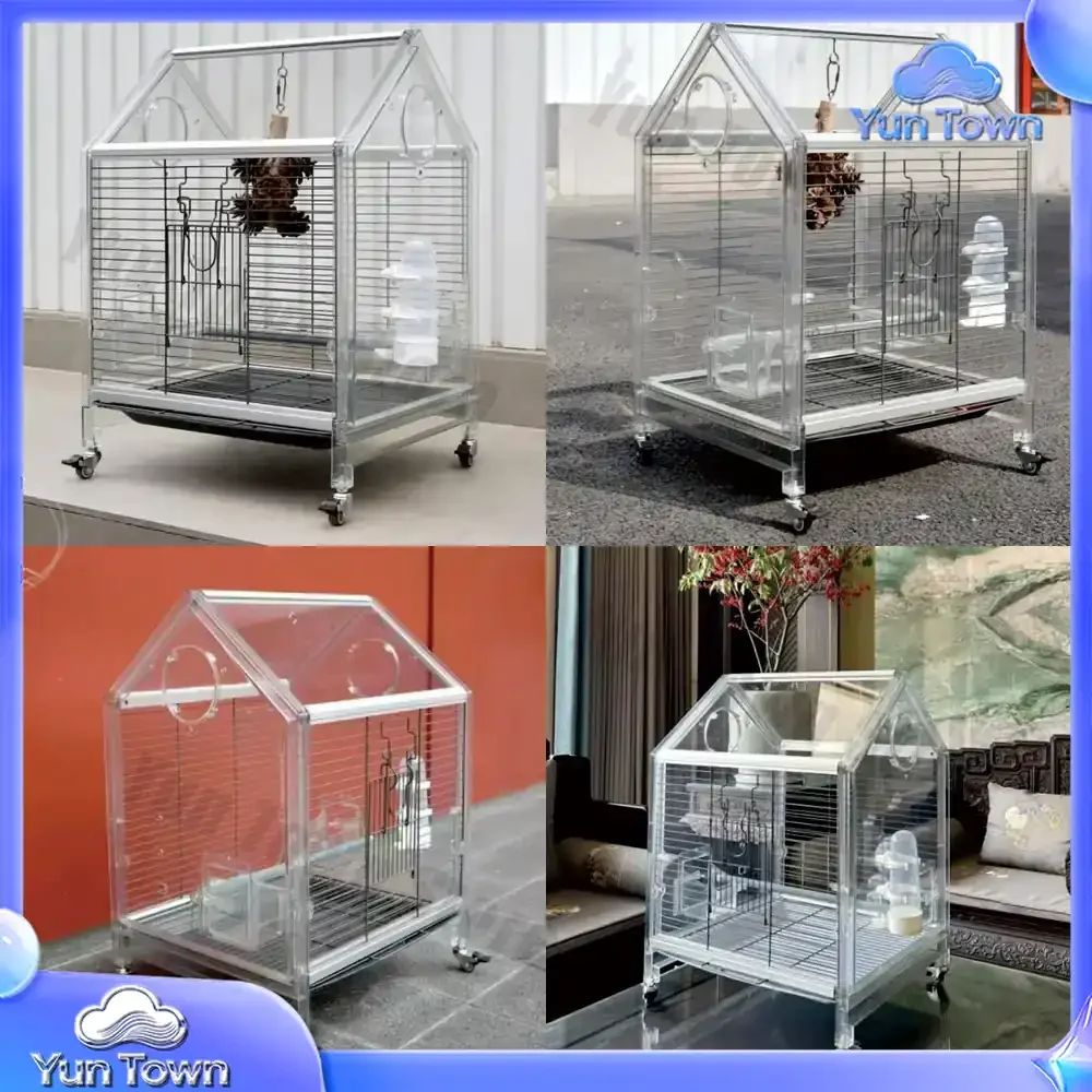 Accessories, Iron Mesh , Transparent , House, Plastic, Small , Parrot