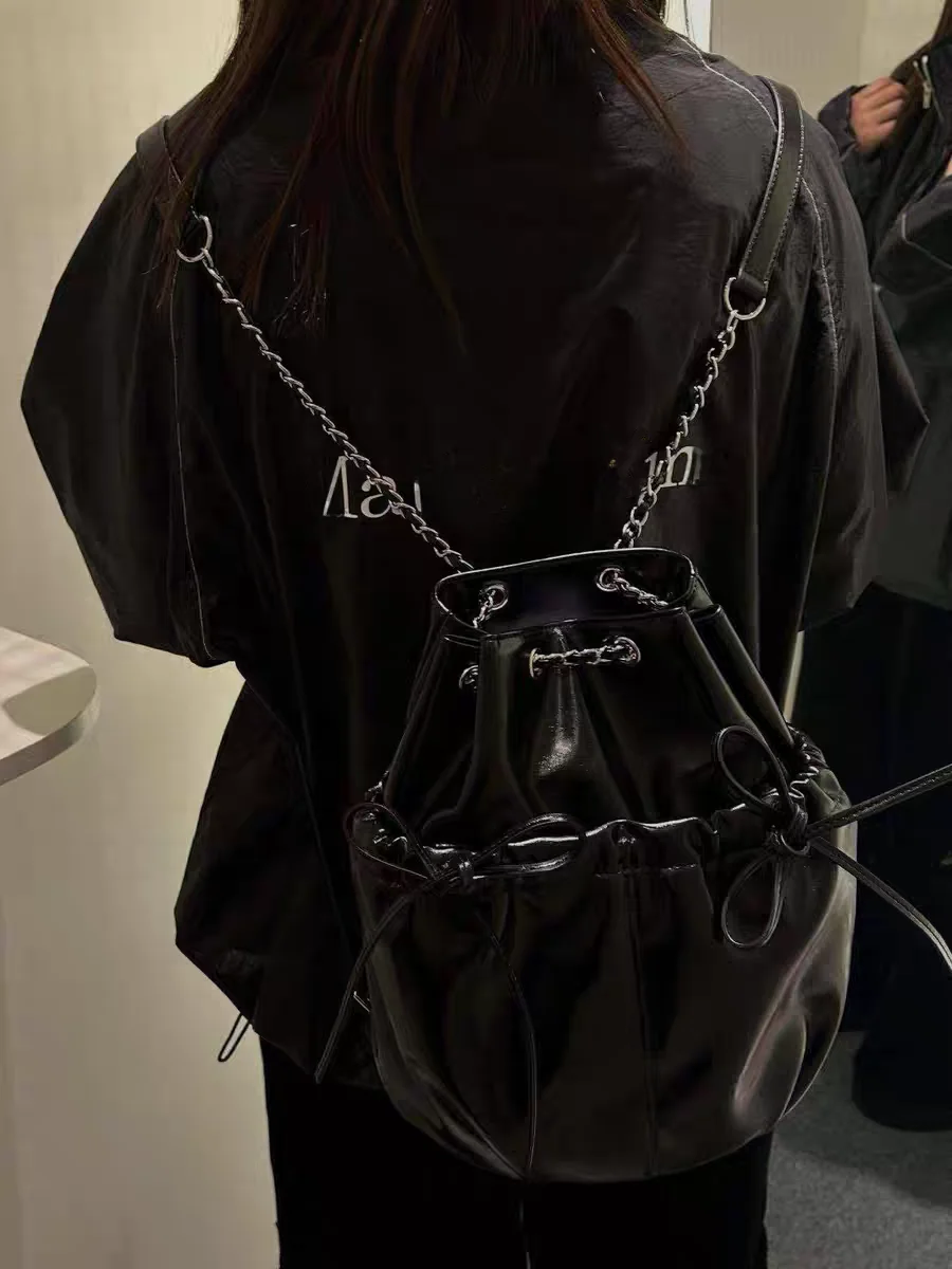 

Универсальная сумка-ведро с ремешком-цепочкой, узел, повседневная мягкая сумка из искусственной кожи в Корейском стиле, молодежная сумка на плечо