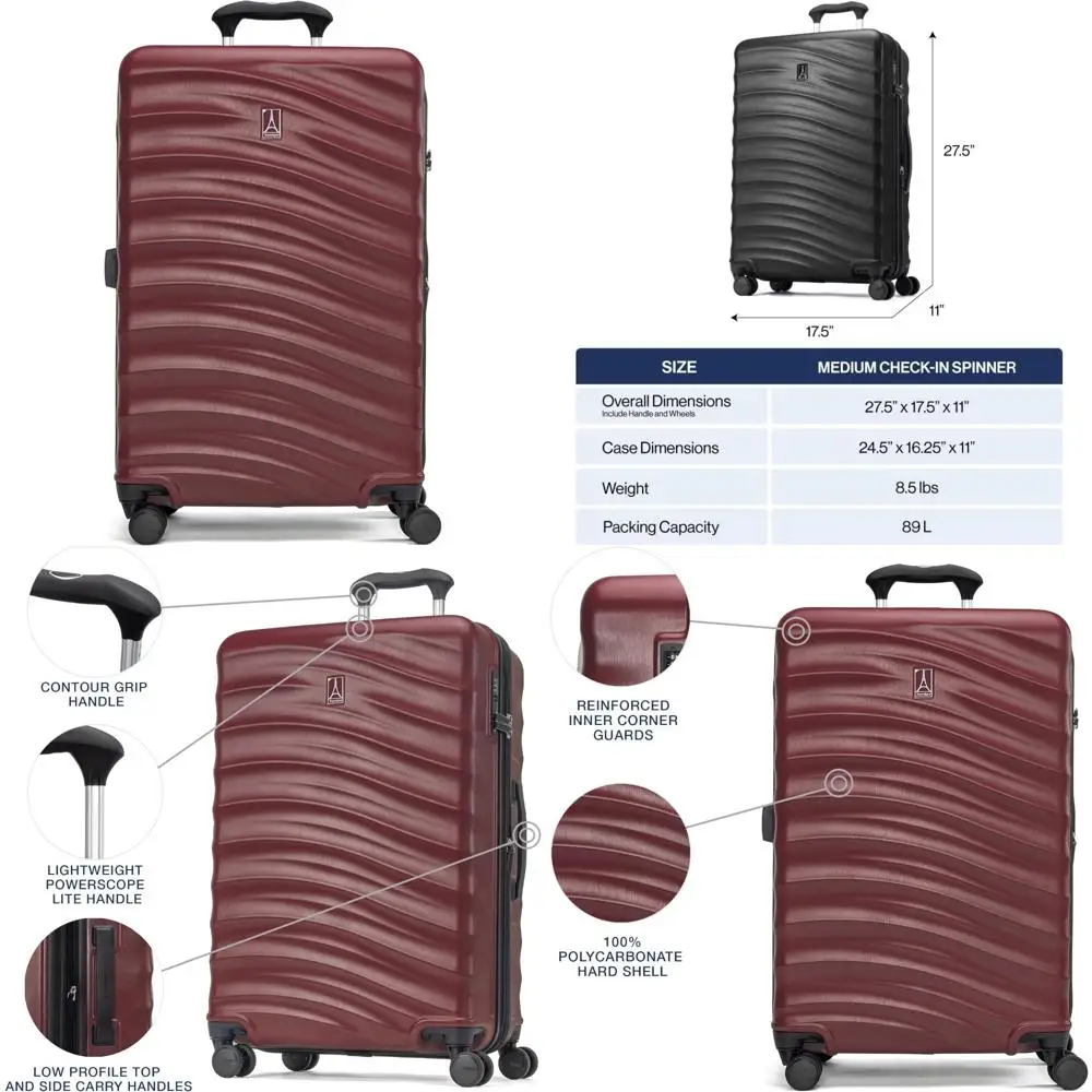 

Легкий расширяемый твердый чемодан-спиннер с замком TSA, 8 колес, чемодан для путешествий, дизайн кабины