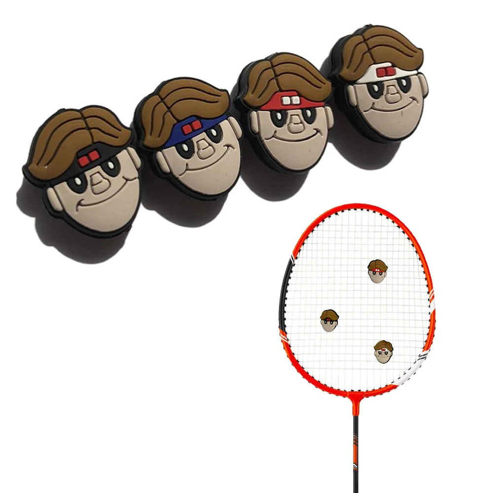 4PCS Tennis Racket Damper Shock Silica Gel Reduce Tenis Racquet Vibration Human Head Shape Vibration Dampeners