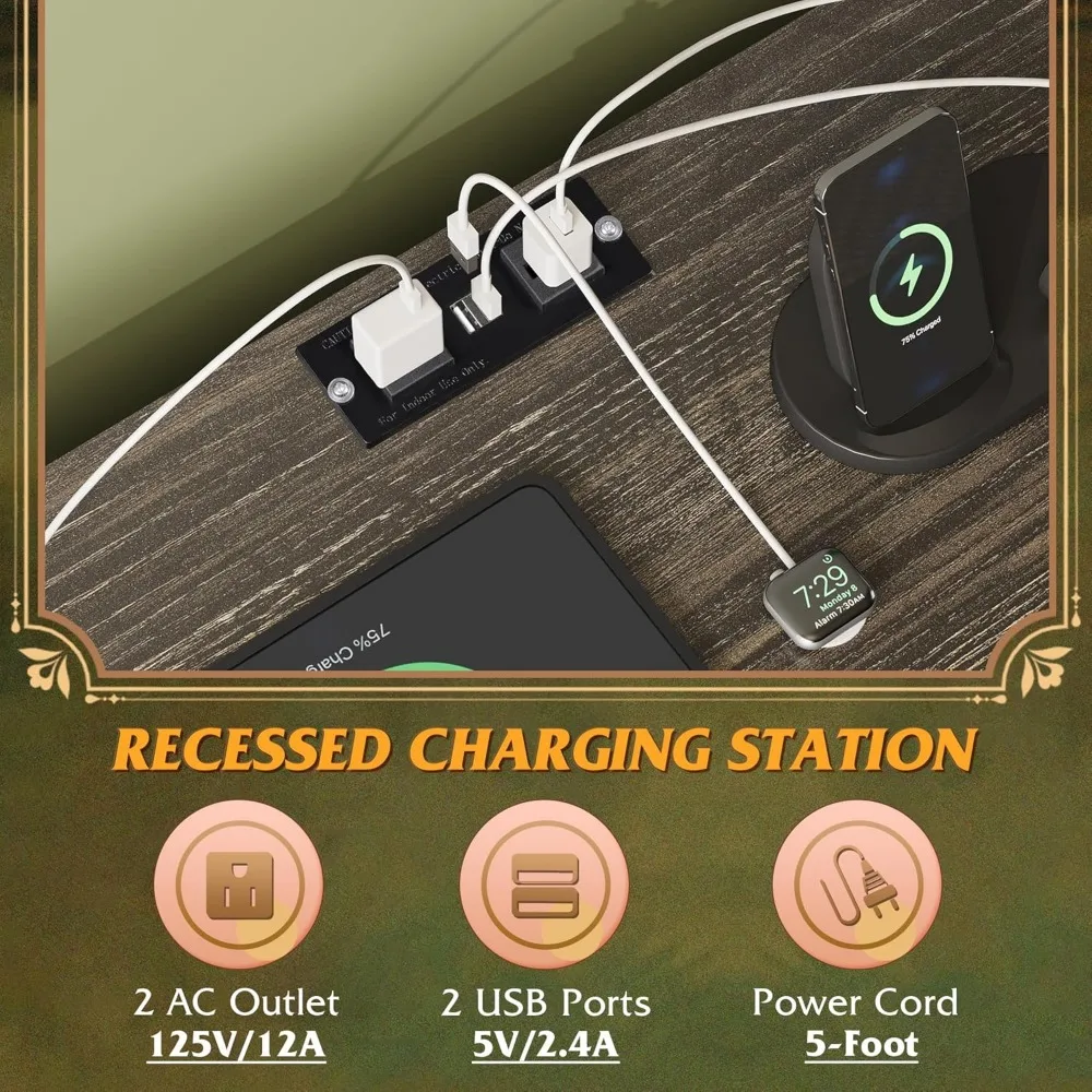 مركز ترفيه لأجهزة التلفاز مقاس 45-55 بوصة مع أضواء LED ومحطة شحن