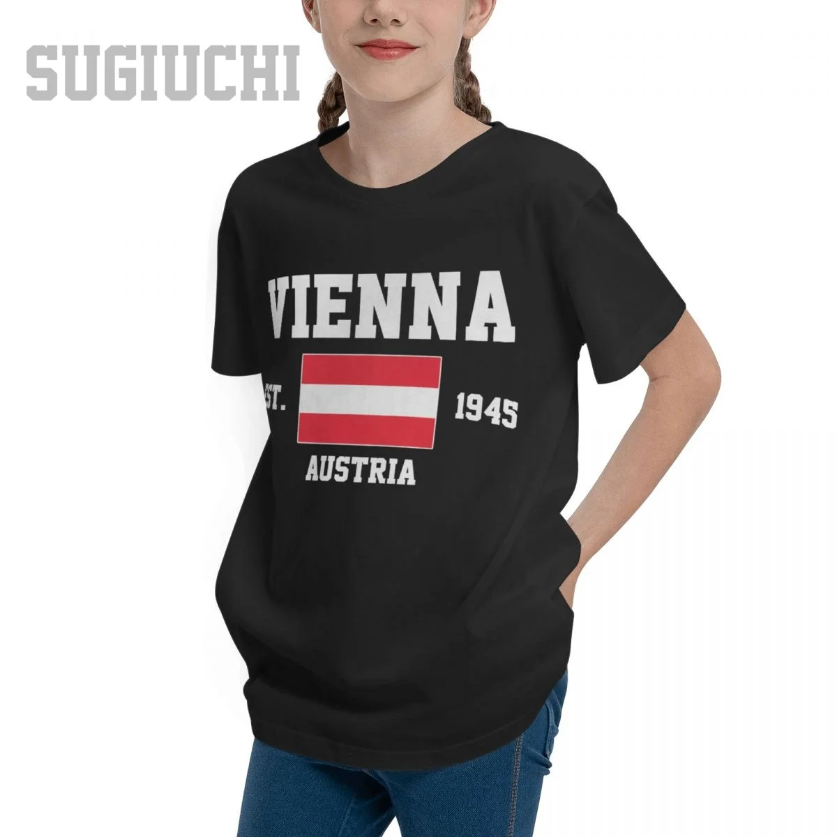 Unisex Youth Boy/Girl Austria EST.1945 Vienna Capital T-shirt Kids tshirt tee 100% Cotton T Shirt o-neck short sleeve Children