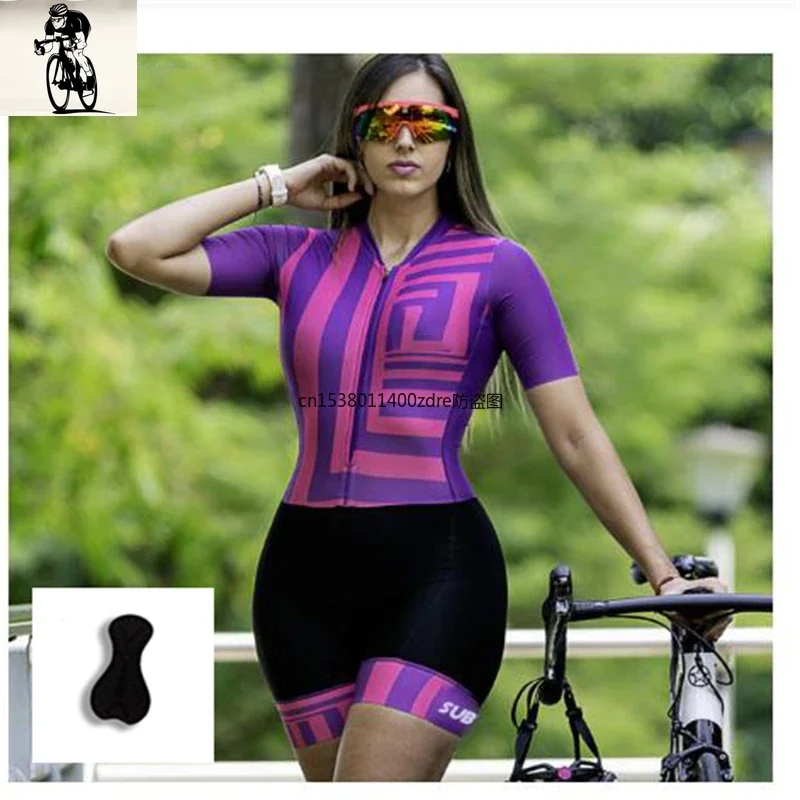 Women's Breathable Cycling Jersey Sets, Triathlon Suit One Piece Short Sleeve Jumpsuit Bike Bicycle Cycling Clothing Biking Suit