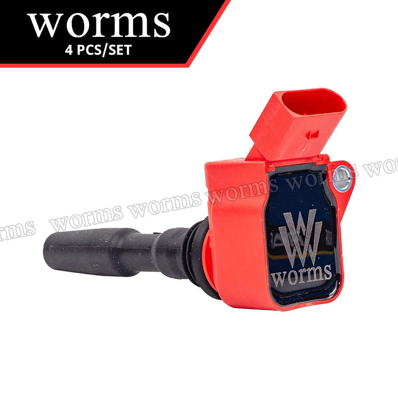 Worms Racing Ignition Coil Upgrade 4Pcs For VW GOLF AUDI A3 Skoda Seat EA211 1.0L 1.2L 1.4T 04E905110L 점화코일