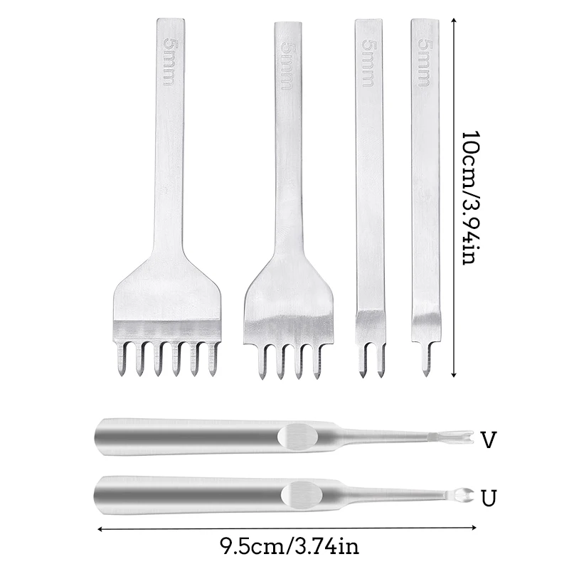 DIY skórzane narzędzia rzemieślnicze 3mm/4mm/5mm/6mm odstępy stempel z 1/2/4/6 do skórzanego dziurkacze kaletnicze narzędzia sznurowanie szycia